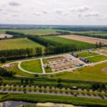 Luchtfoto van de nieuwe woonwijk De Notentuin in Lelystad die nog in aanbouw is